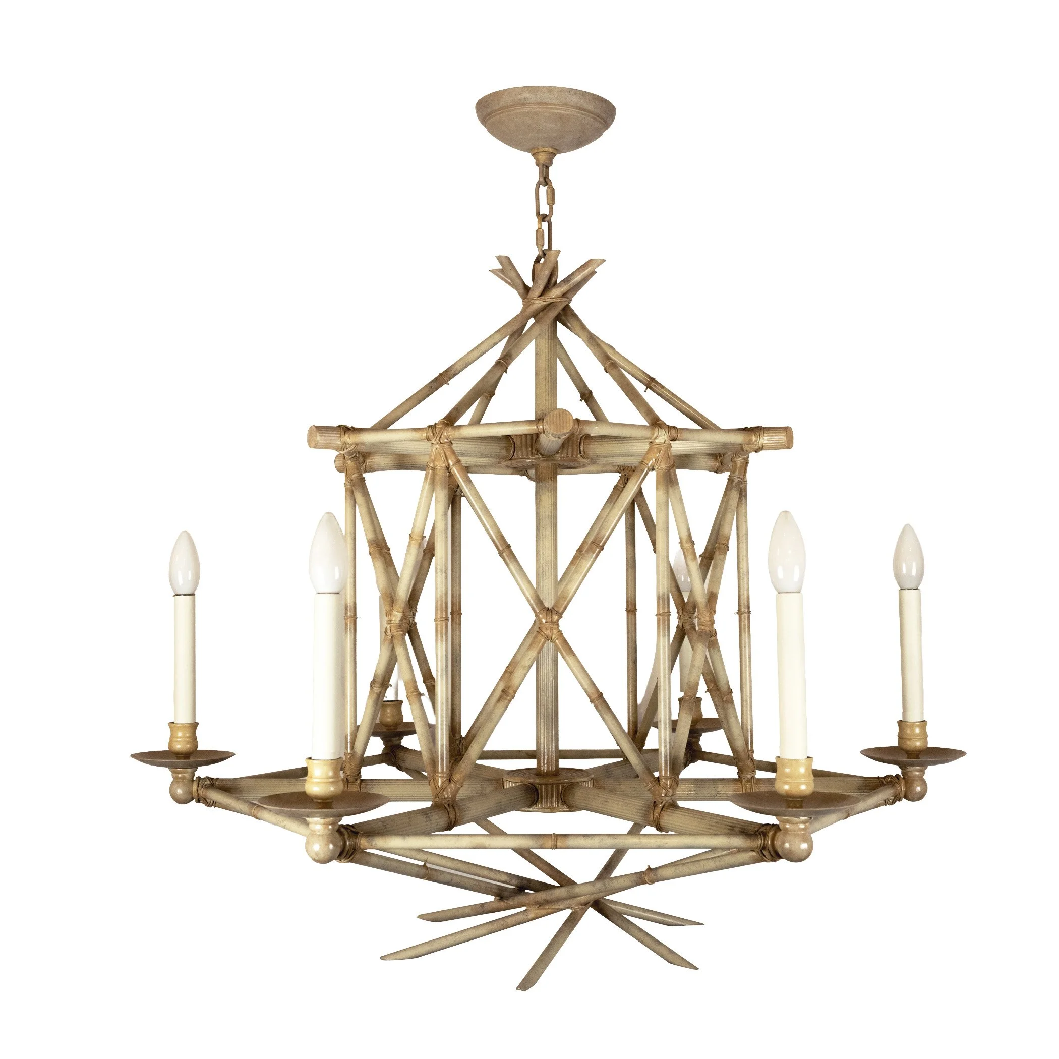 Six Light Bamboo Brûlé Chandelier — David Duncan Studio Six Light Bamboo Brûlé Chandelier — David Duncan Studio
